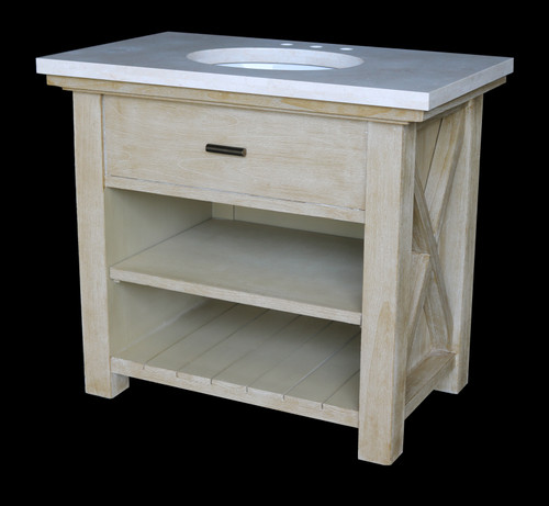 Rustic Cross Panel Beachstone Vanity