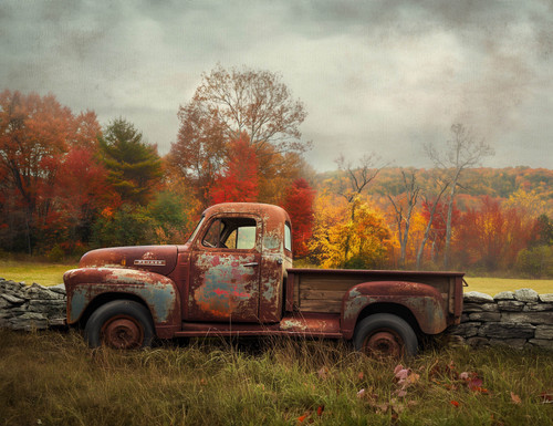Red Truck on a Farm Giclee