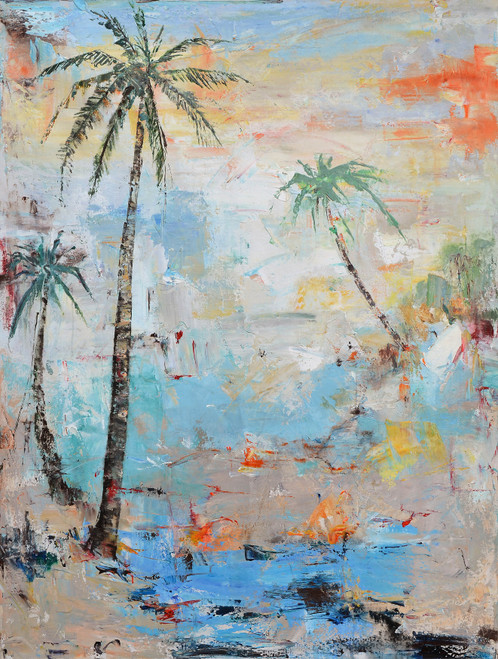 Abstract Beach Scene with Palm Trees Giclee