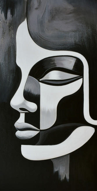 Black and White Face Right Giclee