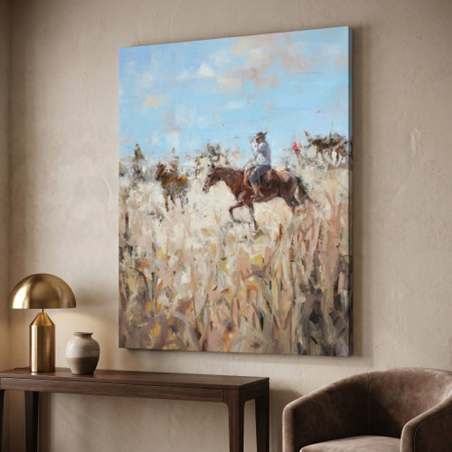 Cowboys Riding through the Plains Giclee