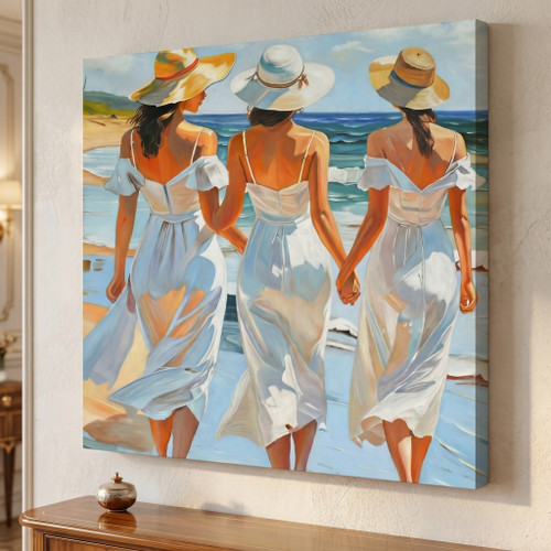 Three Women Walking on the Beach Giclee