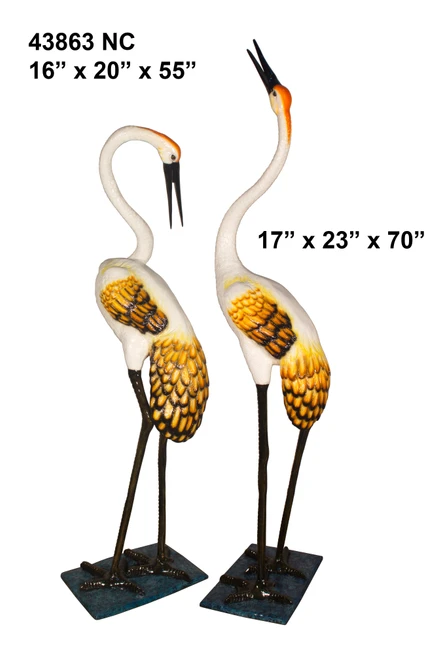 Set of 2  Bronze Crane Sculptures