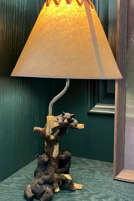 Woodland Black Bear Family Lamp