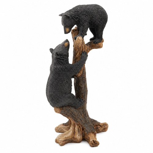 Curious Cubs Climbing Bear Statue