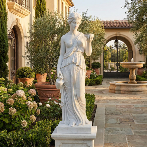 White Marble Classic Lady Statue H70.9 Inches     Ge21439