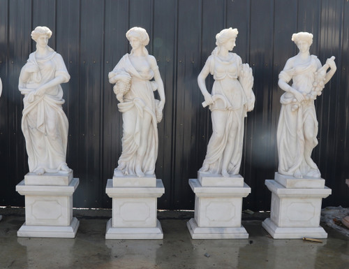 White Marble Four Seasons Statues H47.3 Inches Stand:H15.8 Inches Ge21465 Vendor Image
