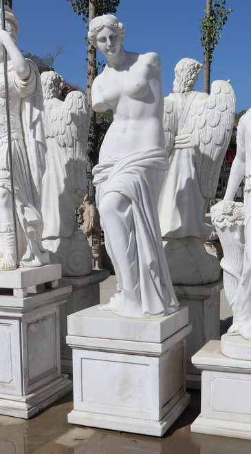 White Marble Venus Statue H82.7 Inches Stand:H23.6 Inches Ge21467 Vendor Image