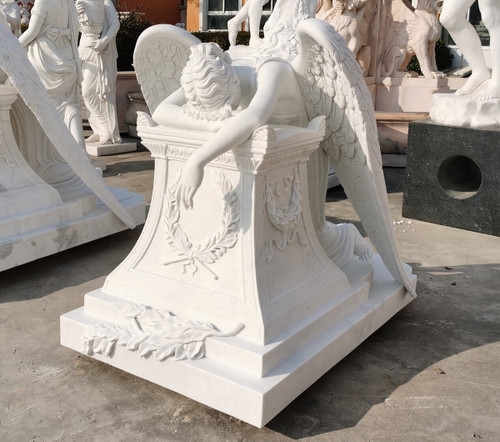 White Marble Angel of Grief L59*H46.5*W39.4 Inches Ge21501 Vendor Image