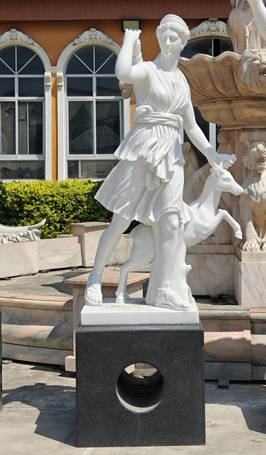 White Marble Lady Warrior Statue H70.9 Inches Ge21503 Vendor Image