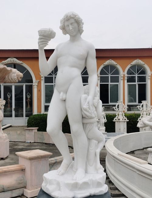 White Marble Bacchus Statue H74.8 Inches Ge21517 Vendor Image
