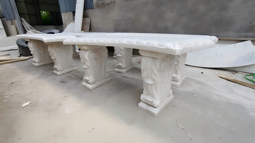 White Marble Garden Bench L48*H17.7*W13 Inches Ge21552 Vendor Image