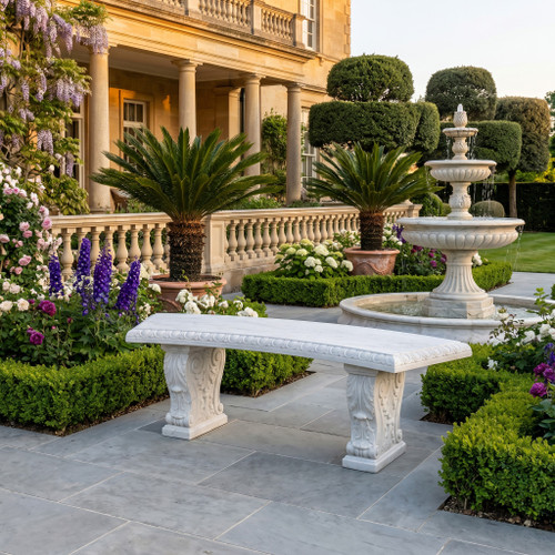 White Marble Garden Bench L48*H17.7*W13 Inches Ge21552