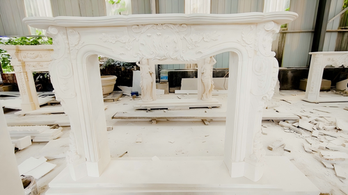 White Marble Classic Mantel L79.9*H55*W13.8 Inches    OPEN?L48.4*H42 Inches Ge21553 Vendor Image