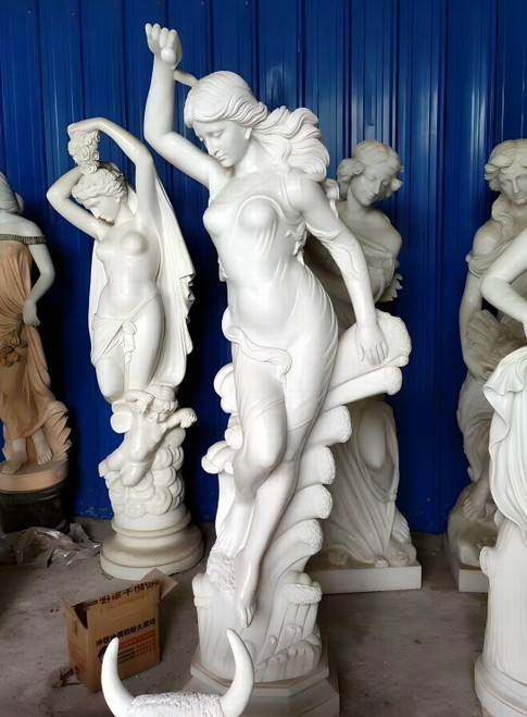 White Marble Classical Nude Lady Statue 79 Inches High Vendor Image