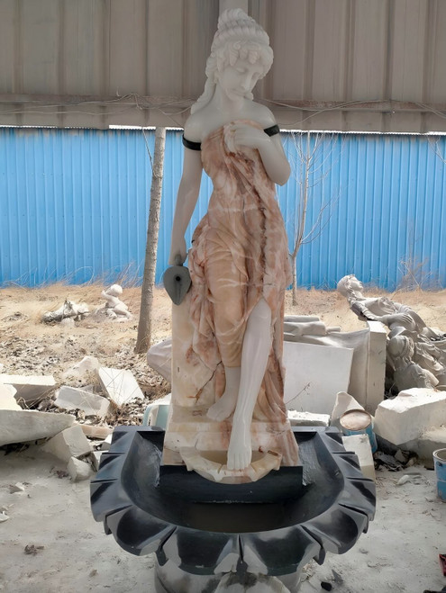 Multi Colored Marble Classical Lady Fountain 71 Inches High Vendor Image