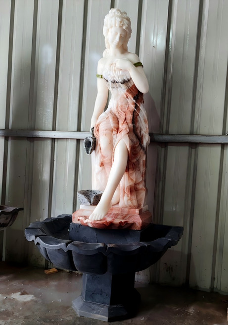 GE21621 Multi Marble Classical Lady Fountain 71 Inches High Vendor Image