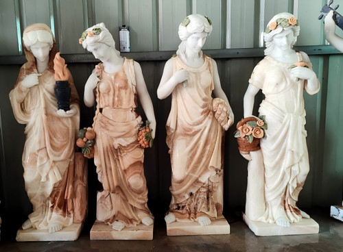 Set 4 Multi Colored Marble Four Seasons on Base 59 Inches High Vendor Image
