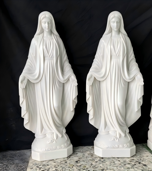 White Marble Virgin Mary Statue 32 Inches High Vendor Image