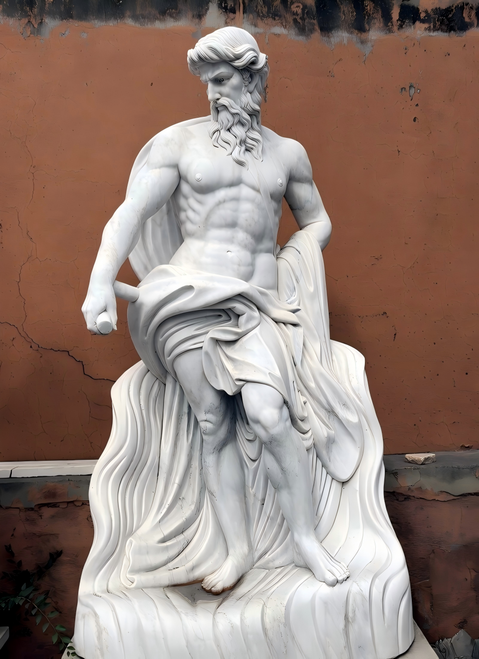 White Marble Classical Male Statue 87 Inches High Vendor Image