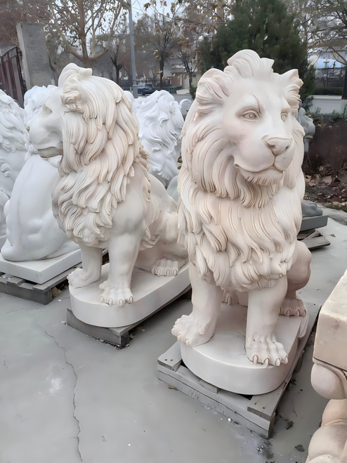 Pair Sunglow Sitting Lions 37 Inches High GE21581 Vendor Image