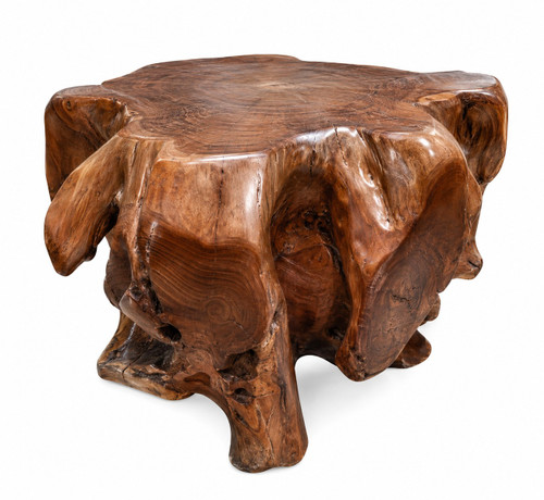 Round Teak Root End Table