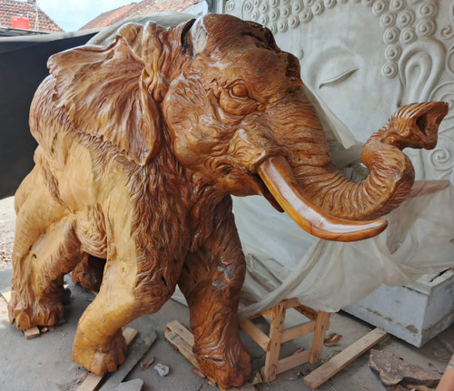 Sovereign Teak Root Elephant Sculpture