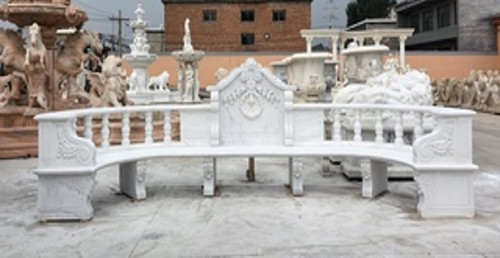 White Marble Trellis Bench