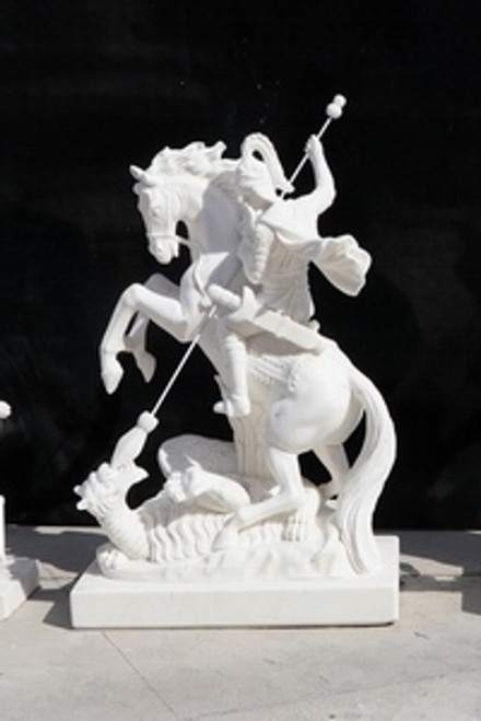 Marble St. George Slaying the Dragon Statue