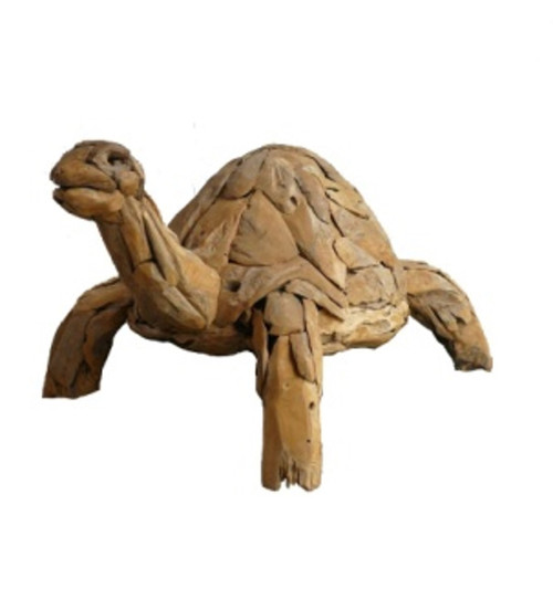 Tranquil Teak Turtle Sculpture