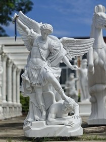 St Michael defeating Lucifer Marble Statue