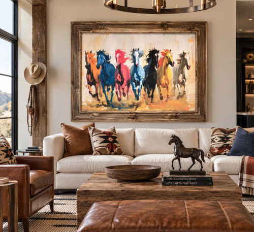 Framed Colorful Stampede Giclee