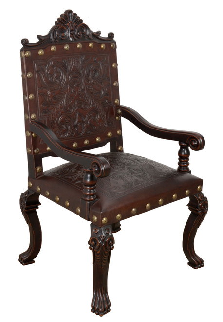 Carved Leather Arm Chair