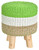 Seagrass Rattan Stool with Teak Legs-Beige/Green/White 19H