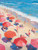 Pink Umbrellas Beach Scene Giclee 36x48