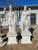 White Marble with Gray Accents Soldier Pair of Statues H82.7 Inches Stand:H23.6 Inches Ge21413 Vendor Image