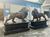 Copper Pair of Lions with Base L74 Inches *H47.3 Inches       Black marble base:    H23.6 Inches      Ge21478 Vendor Image