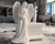White Marble Angel on Bench 51 Inches High Vendor Image