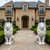 Pair White Marble Sitting Lions 45 Inches High