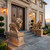 Regal Guardian Beige Marble Lion Statues on Pedestals  Set of 2 Beige Marble L17.7"*H53.1"*W50.3"