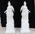 Classical Roman Warrior Goddess White Marble Statues on Pedestals  Set of 2 White Marble H33.4" Vendor Image