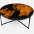 Large Round Teak Resin Coffee Table with Black Iron Legs