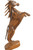 Rearing Teak Horse Sculpture