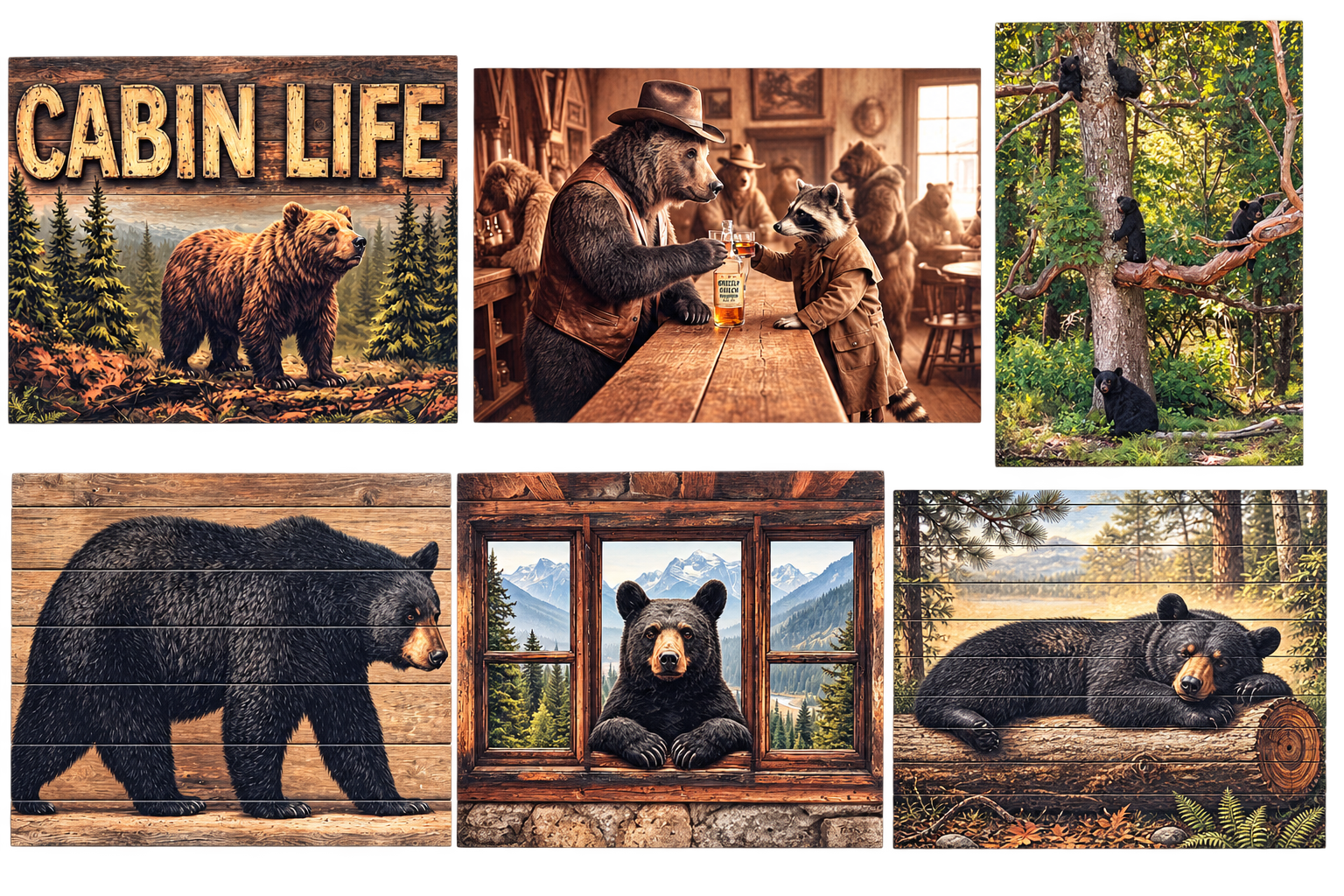Cabin Life Bear Art
