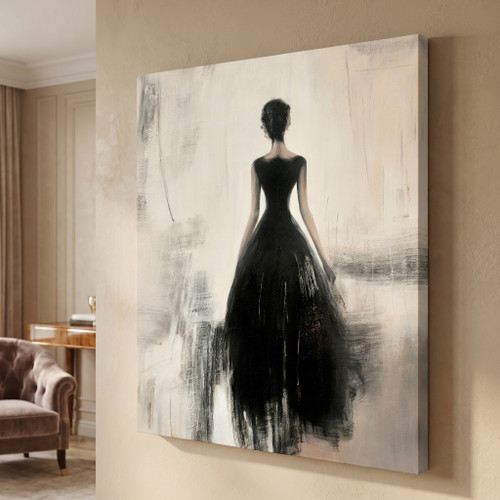 woman in black dress painting Too much skin! Thats what they said when they saw this painting. Funny what makes a scandal. , , Portrait of Madame X was painted by John Singer Sargent 1884. The subject was Virginie Amlie Woman in Black Dress Giclee