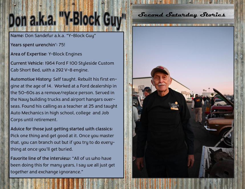 Second Saturday Stories: Don aka "Y-Block Guy"