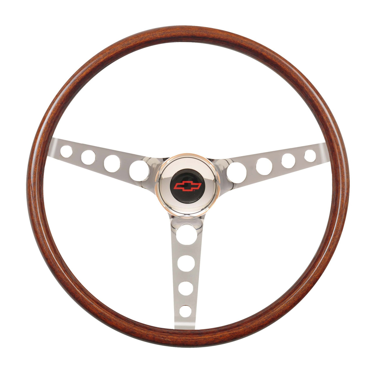 GT Performance GT3 Classic Hole Spokes Wood Wheel, Wood w/ Chrome Spokes