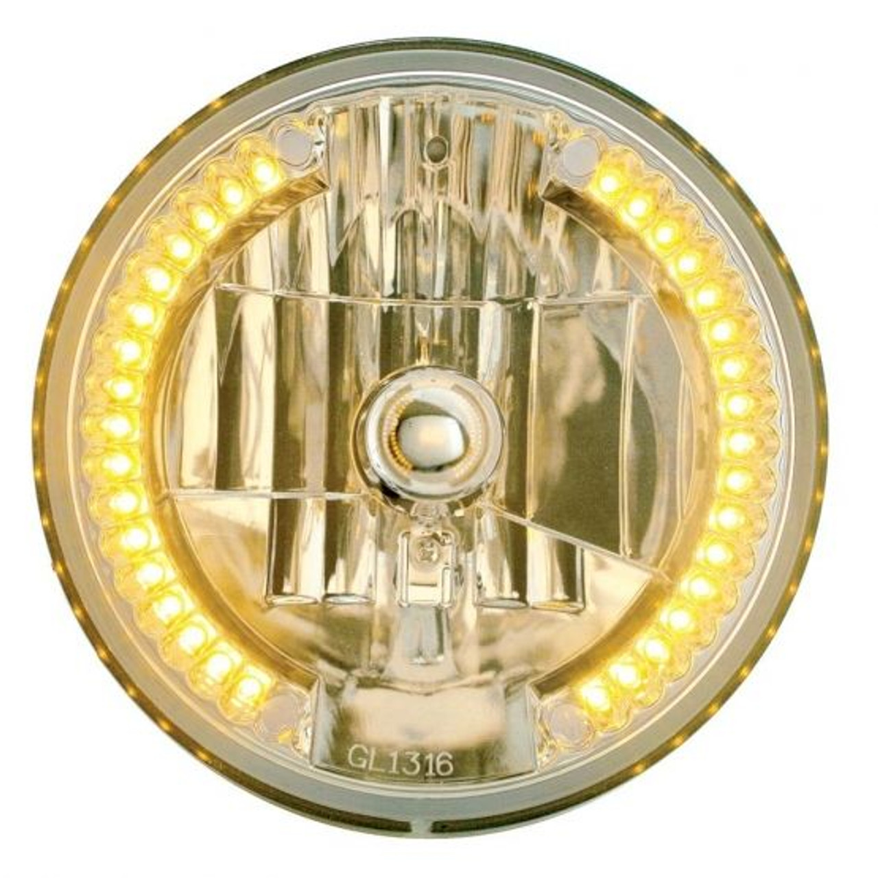 United Pacific 7" Crystal Headlight w/ 34 LED Position Light,  Amber LED