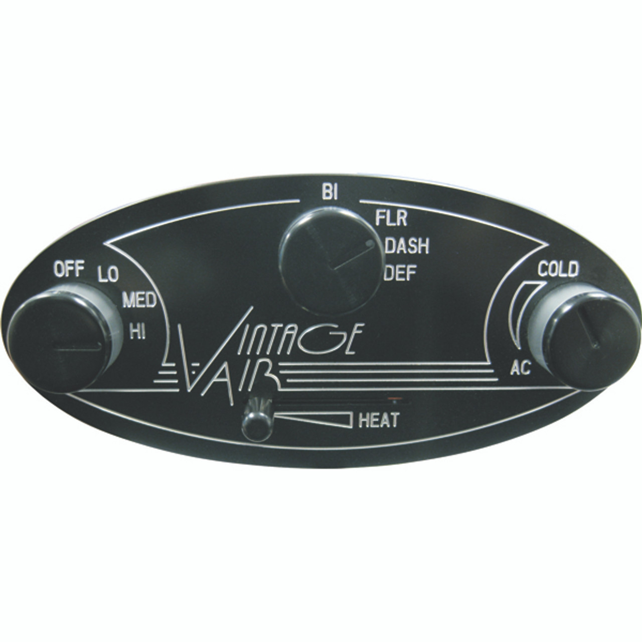 Vintage Air Gen II Streamline ProLine™  Oval Control Panel w/ Black Anodized Finish