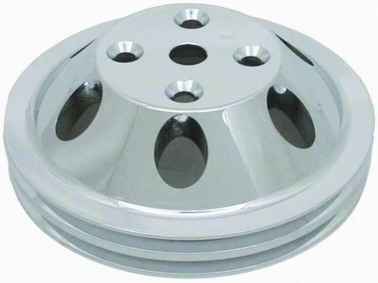 RPC Aluminum SBC 2-Groove Water Pump Pulley, Polished